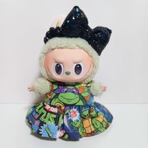 Custom Teenage Mutant Ninja Turtles Dress and Metallic Bow Made to Fit Labubu